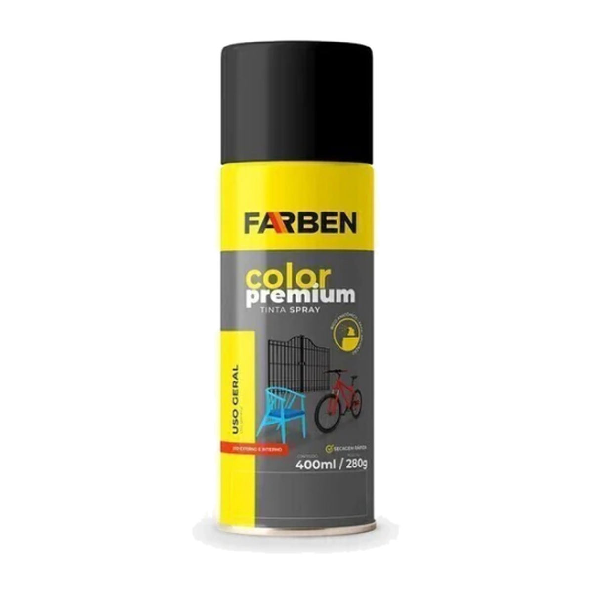 Preto Brilhante Tinta Spray Uso Geral